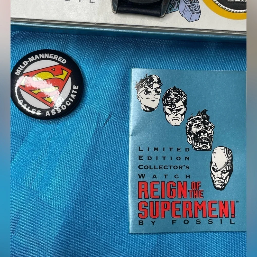 FOSSIL COMMEMORATIVE WATCH “REIGN OF THE SUPERMEN” 1993 COA NIB NUMBERED